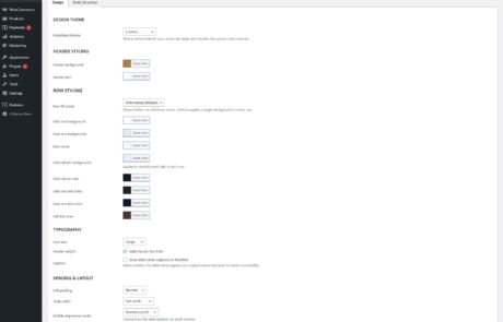Flexibles Responsive-Tables - Design Tab